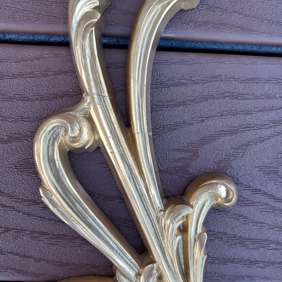 Vintage Syroco Gold Ornate Wall Sconces Candle Holders Set of 2 # 2336 DAMAGED - Picture 3 of 16